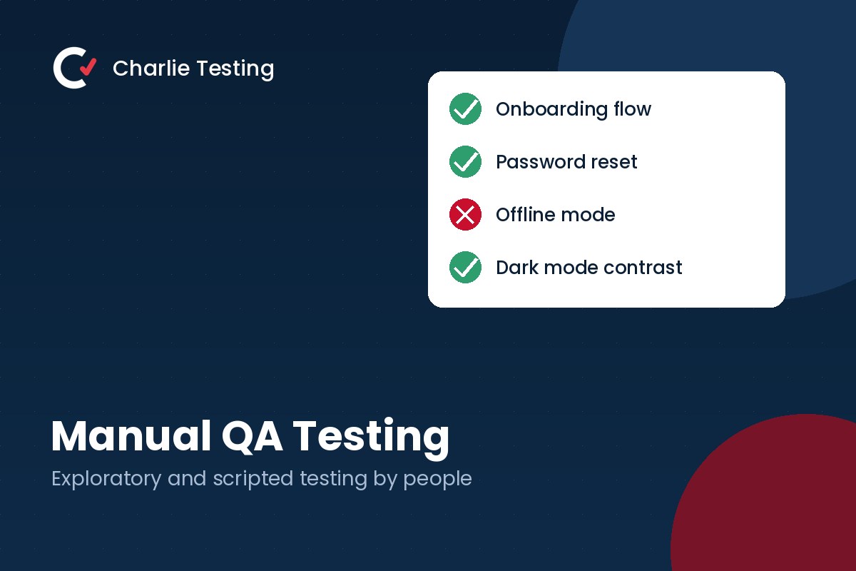 Manual QA test checklist with passed and failed test cases